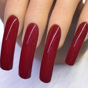 Curved press on nails, Burgundy nails, Dark red nails N340