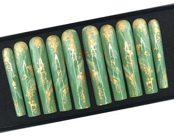 Jade Press On Nails Green, Free Style Nails, N325