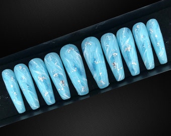 Baby Blue Nails Etsy Baby Blue Nails Etsy