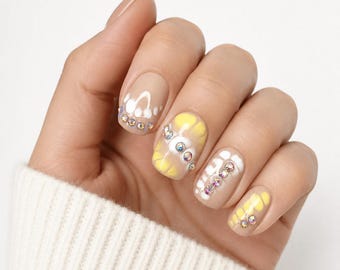 Extra Short Press On Nails, Squoval Short Nails, Very Short Fake Nails, Handmade Press Ons, Short Square Oval Nails, Reusable Gel Nails
