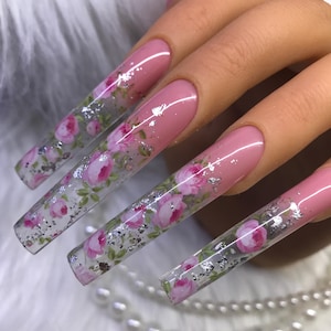 Press on nails xxxl, Rose nails, Floral nails, Flower nails bild 3
