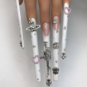 10XL nails, press on nails charms, Super long nails