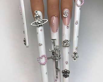 10XL nails, press on nails charms, Super long nails