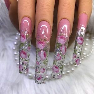 Press on nails xxxl, Rose nails, Floral nails, Flower nails bild 1