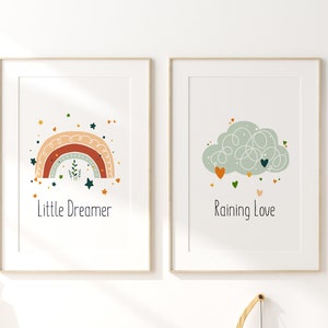 Neutral Rainbow Wall Art Set of 2 | Rainbow, Cloud Prints |  Printable Wall Art Nursery | Rainbow Baby | Kids Room Decor | DIGITAL DOWNLOAD