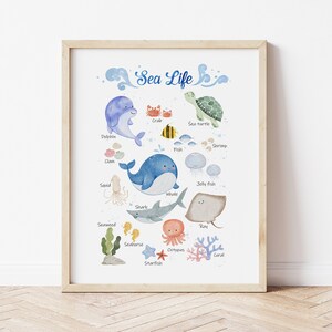 Sea Animals Nursery Wall Art | Ocean Animals | Kids Room Wall Decor | Educational Printable Wall Art | Learning Prints | Digital Download