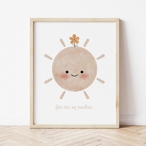 Boho Sun Printable Wall Art | You Are My Sunshine | Watercolor Sun Print | Boho Baby Nursery Decor | New Born Baby Gift | Positive Poster
