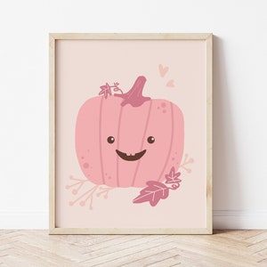 Halloween Pumpkin Print | Printable Wall Art | Kawaii Halloween | Pink Pumpkin Poster | Halloween Decor for Girls | Cute Halloween