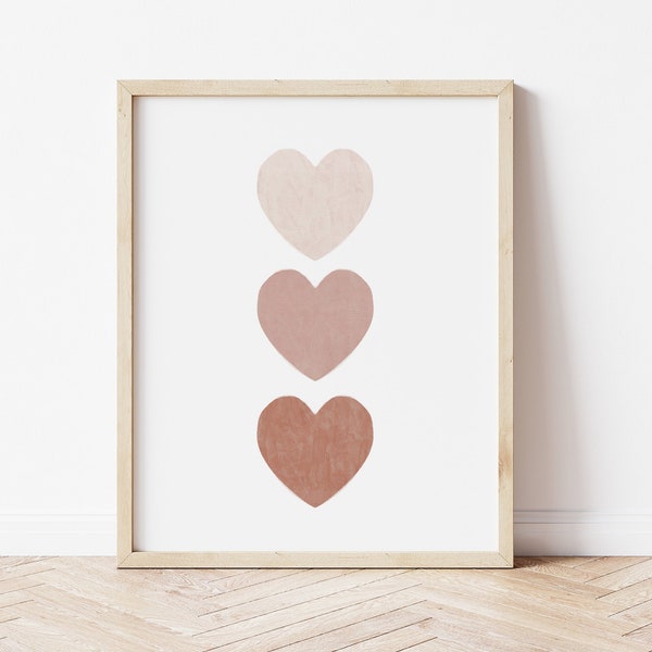Heart Boho Print | Neutral Nursery Decor | Printable Wall Art for Kids | Cozy Baby Bedroom Poster | Muted Artwork for Toddler | Pink Boho