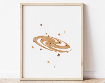 Watercolor Galaxy Nursery Print: Boho Space Art (Digital Download)