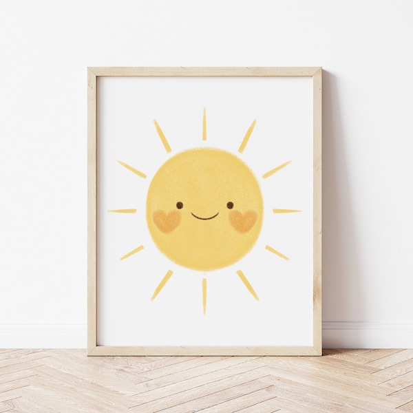 Yellow Sun Print for Kids | Nursery Printable Wall Art | Cozy Baby Bedroom Decor | Instant Download | Kids Room, Playroom Poster | Smile Sun