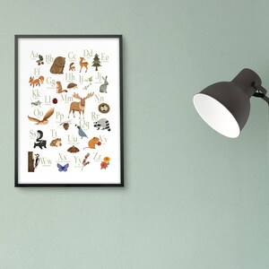 Woodland Alphabet Poster | Pale Green ABC Print | Neutral Nursery Decor ...