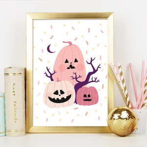 Cute Pink Halloween Pumpkin Print Kawaii Halloween Printable Wall Art Halloween Printable Pink Cute Spooky Halloween Poster image 4