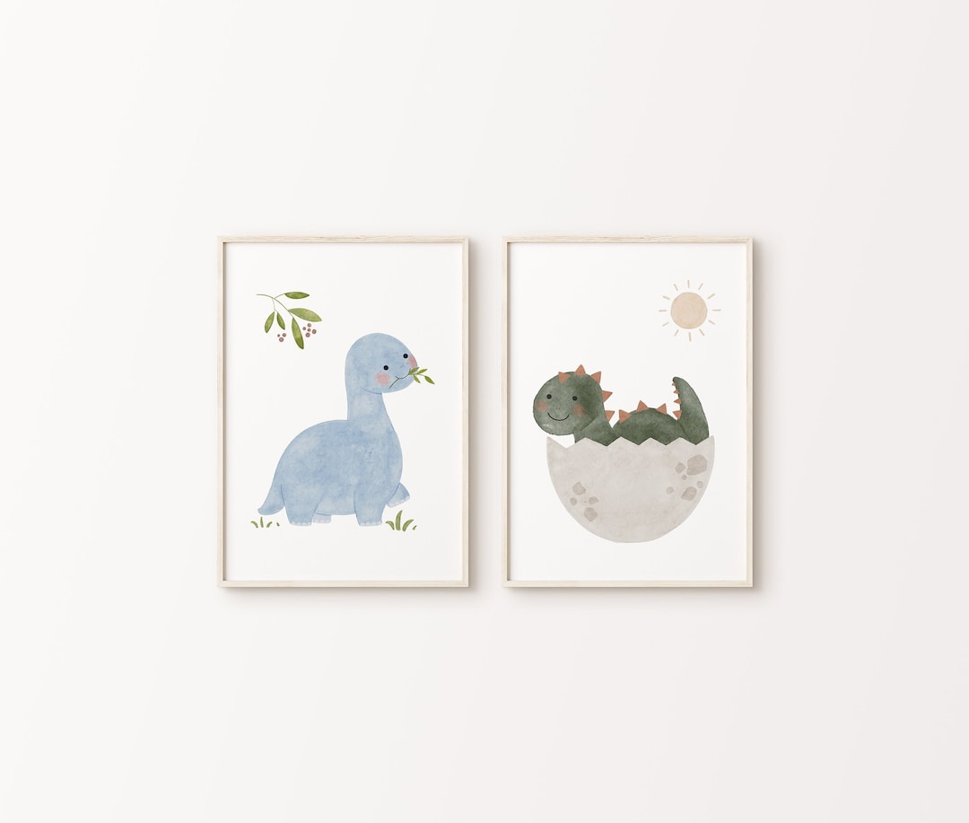 Dinosaur Prints Set of 2 | Printable Wall Art | Nursery Room Decor ...