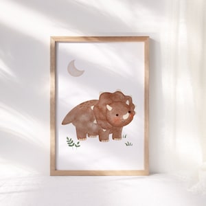 Boho Dinosaur Print | Neutral Baby Room Decor | Printable Wall Art Nursery | Dino Poster for Kids | Watercolor Artwork | Digital Download