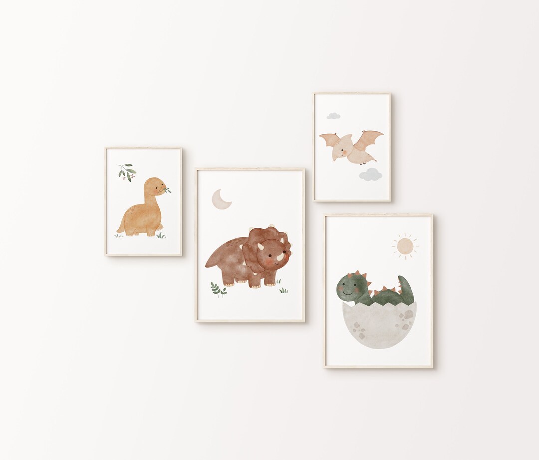 Boho Dinosaur Print Set of 4 | Neutral Nursery Decor | Printable Wall ...