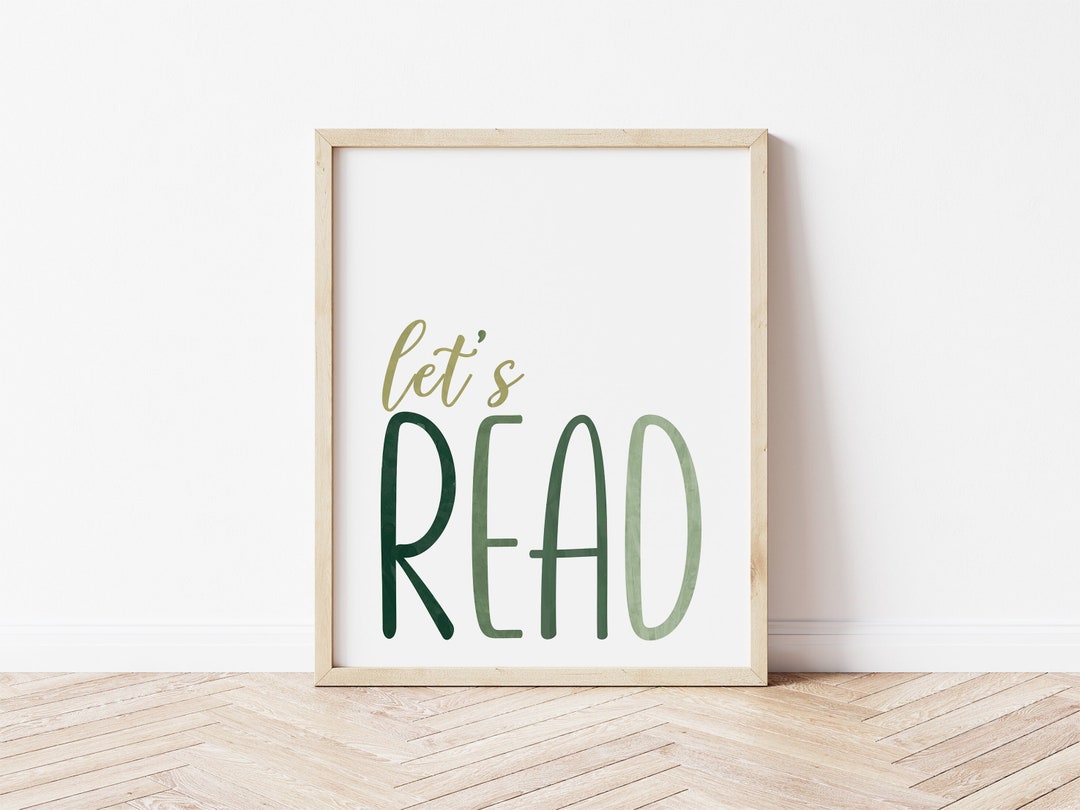 Sage Green Nursery Print | Let's Read Poster | Instant Download ...