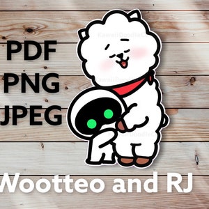 Wootteo Hugging RJ Digital Download BT21 Jin The Astronaut BTS hand drawn Fan Art for Planner Die Cuts Stickers and more Kpop pdf jpeg png