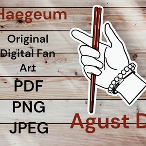Agust D Haegeum Suga Min Yoongi Stäbchen D-Day Tour Inspiriert Digital Original Fan Art BTS handgezeichnete Die Cuts Aufkleber Kpop pdf jpeg png