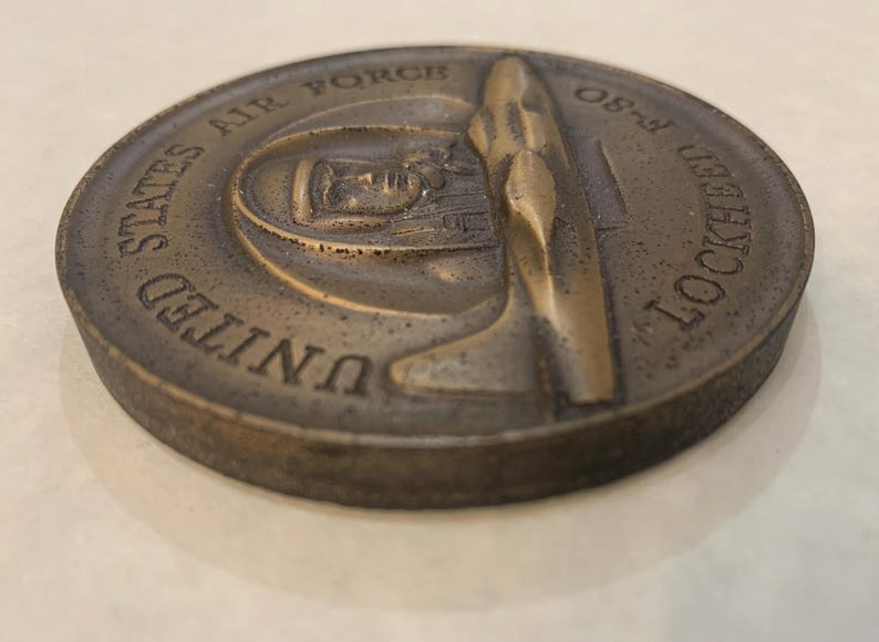 Vintage 1950s Lockheed F-80 Metal Medallion Paperweight - US Air Force ...
