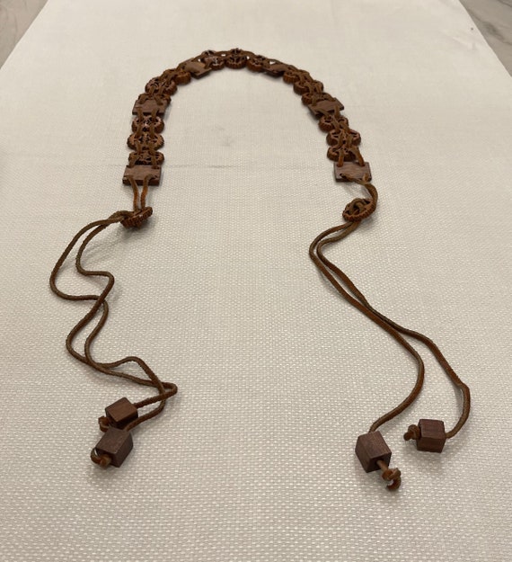 Vintage 70s Boho Belt: Walnut Shells, Wood & Leather - Etsy display picture 1