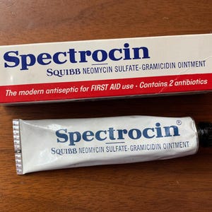 1970s Vintage FIRST AID - Squibb SPECTROCIN Antibiotic Ointment - 1 Oz - Original Box with Tube