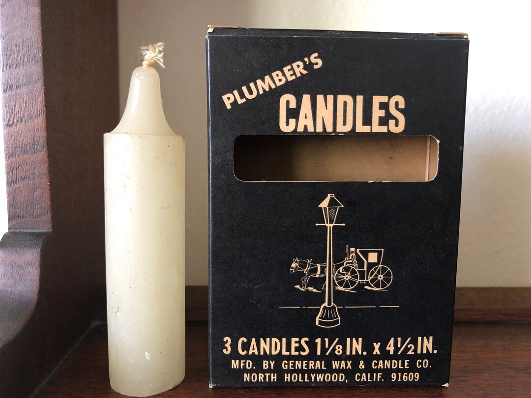 Rare 1960s PLUMBER'S CANDLES, Both Box and Unused Candle Manuf. by
