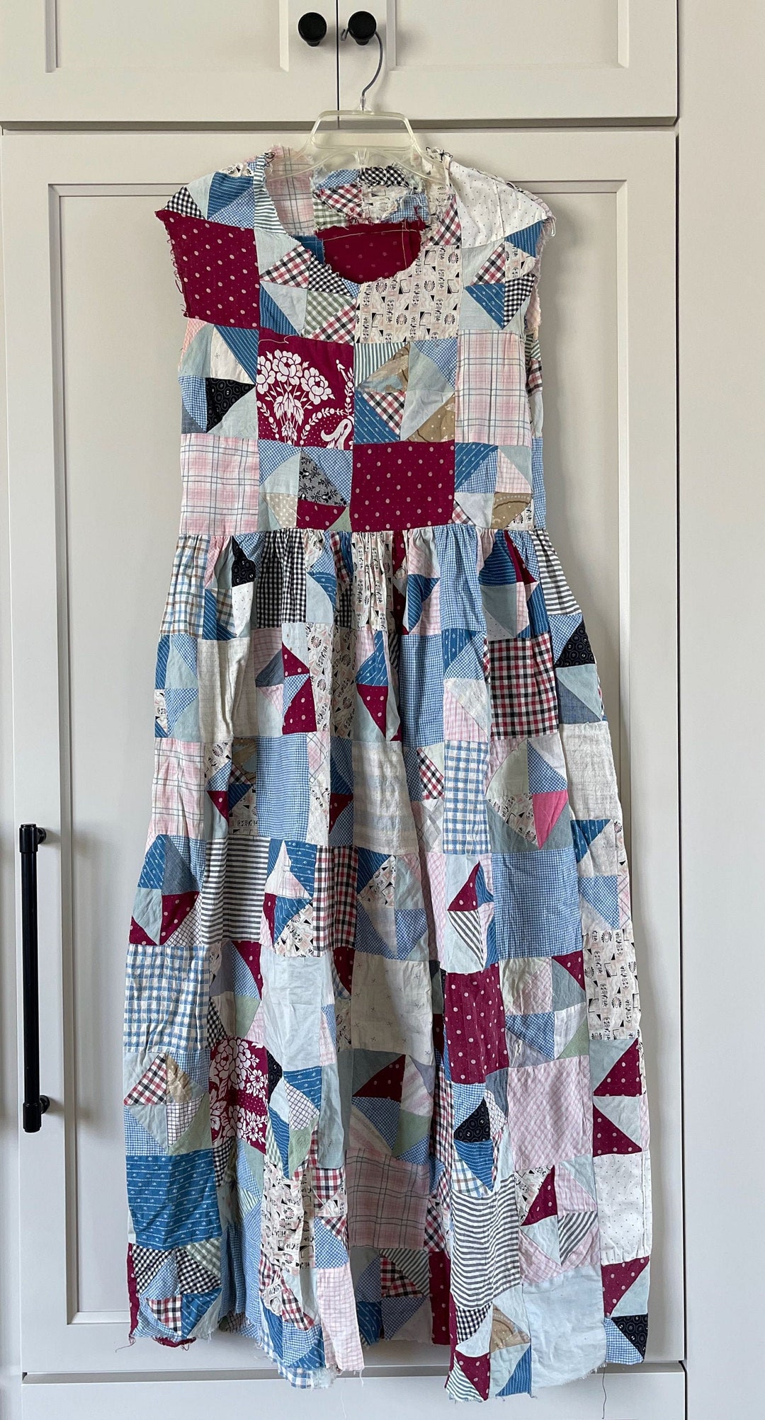 1920s Handmade Patchwork Dress: Antique Cotton Fabric Display - Etsy