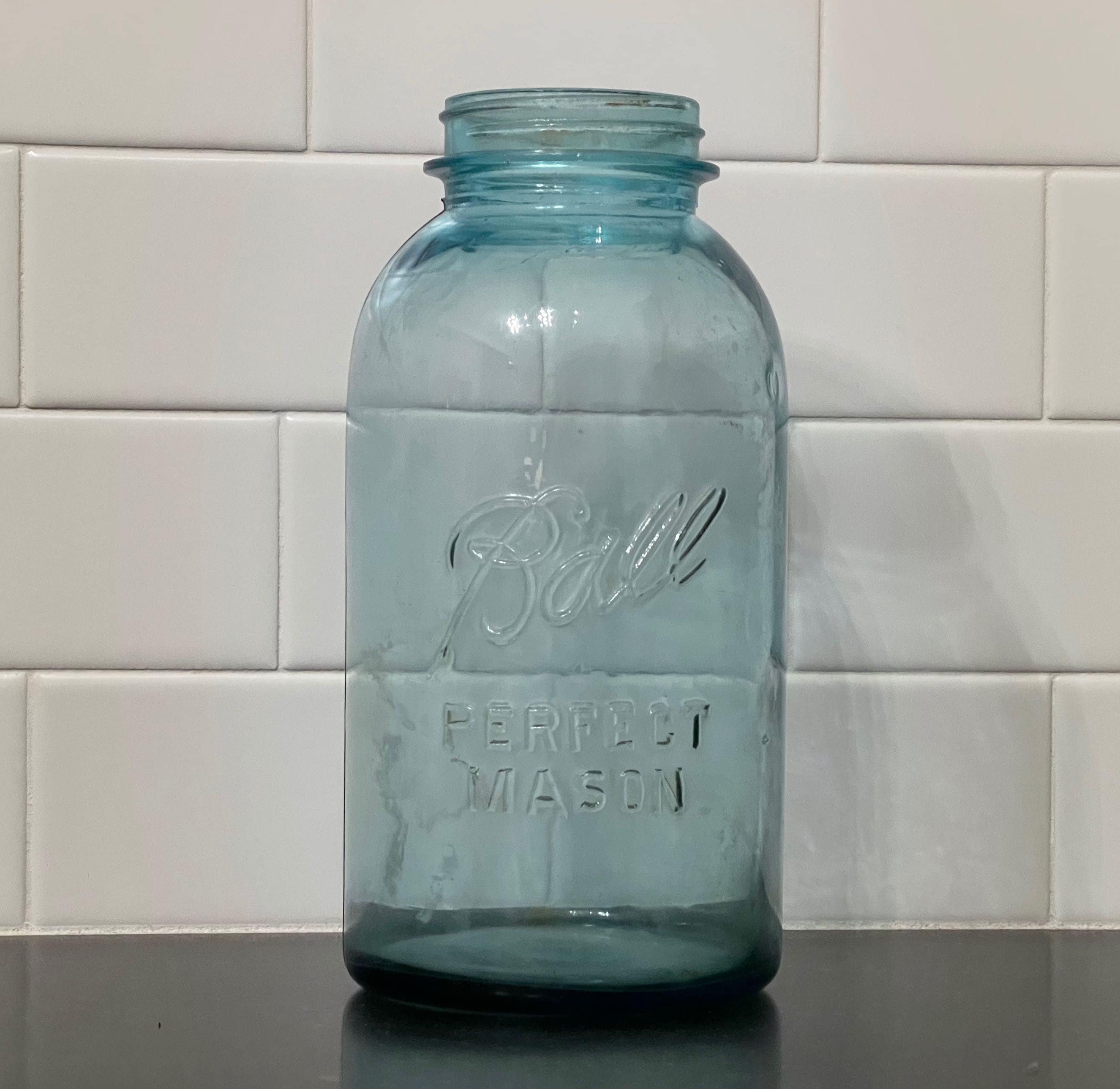 Antique 64 oz Blue BALL PERFECT Mason Jar No. 12 19131922 / Etsy