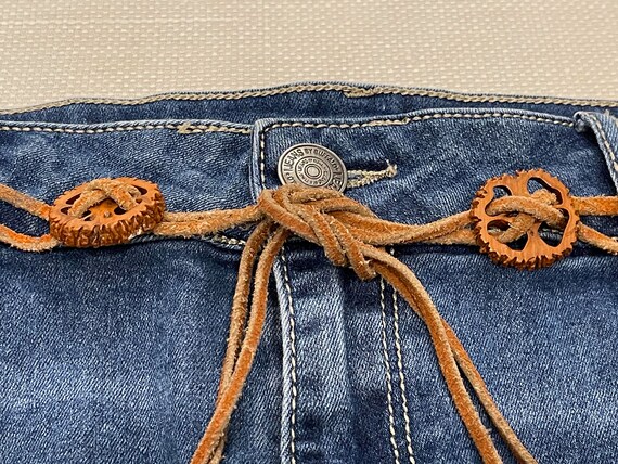 Boho Belt - Wood, Leather, Walnut Shells, 70's Boho H… - Gem