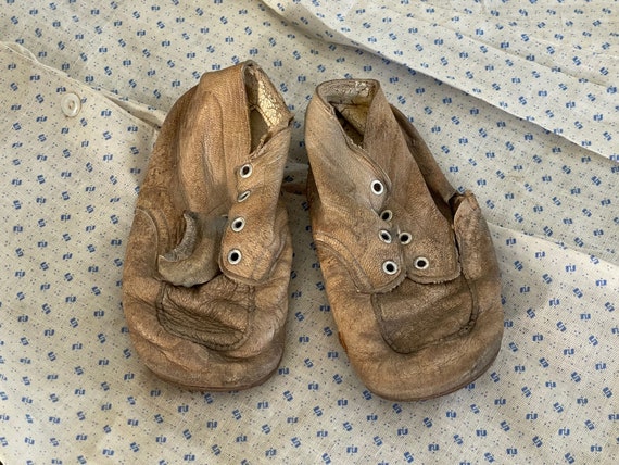 19th Century Leather Baby Shoes, Victorian Era / … - image 4