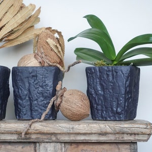 MATTE BLACK PLANTER, Black ceramic vase, Minimalist planter