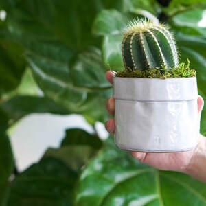 CERAMIC WHITE PLANTER, 4 inch planter, White textured vase