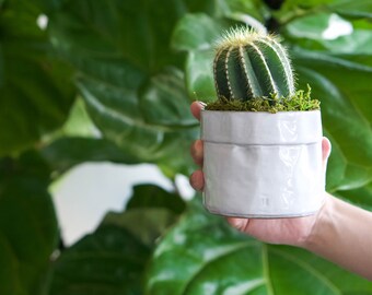 CERAMIC WHITE PLANTER, 4 inch planter, White textured vase