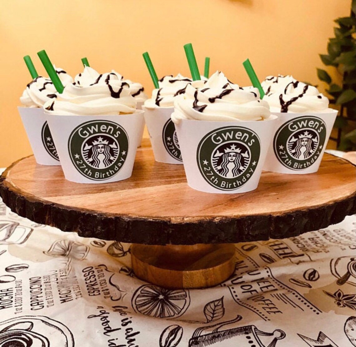 Starbucks personalized cupcake wrappers Etsy