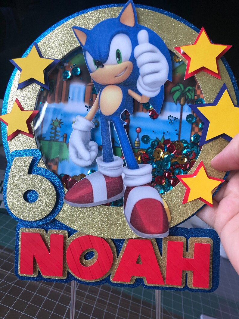 Sonic the Hedgehog Shaker Topper Sonic Birthday Banner Sonic Etsy