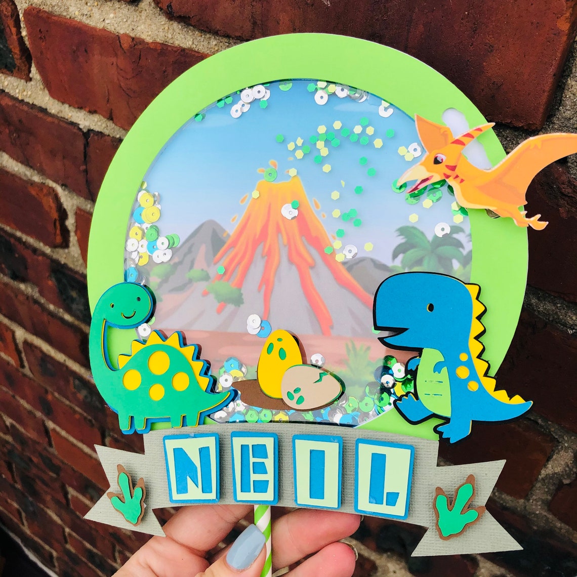 3D Dinosaur shaker slider cake topper Dinosaur Cake Topper . Etsy