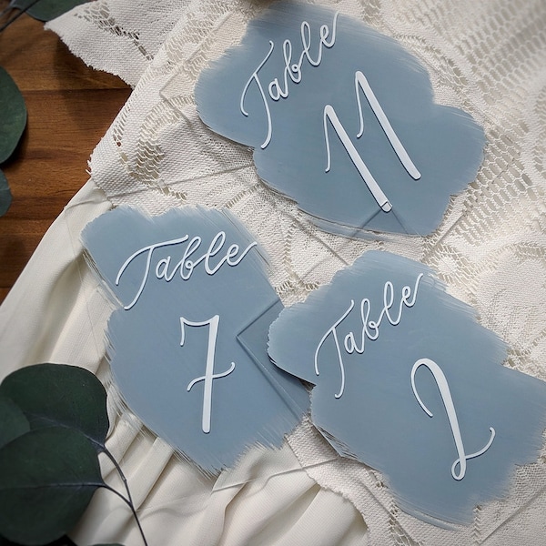 Brushed Acrylic Table Numbers | Table Numbers | Wedding Decor