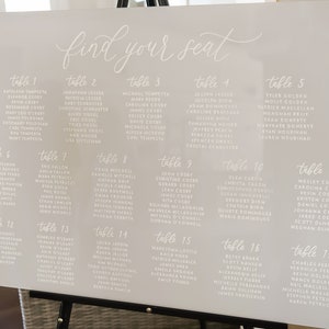 Acrylic Seating Chart | Hand Lettered Acrylic Sign |Seating Plan | Wedding Seating Plan Sign | Find Your Seat