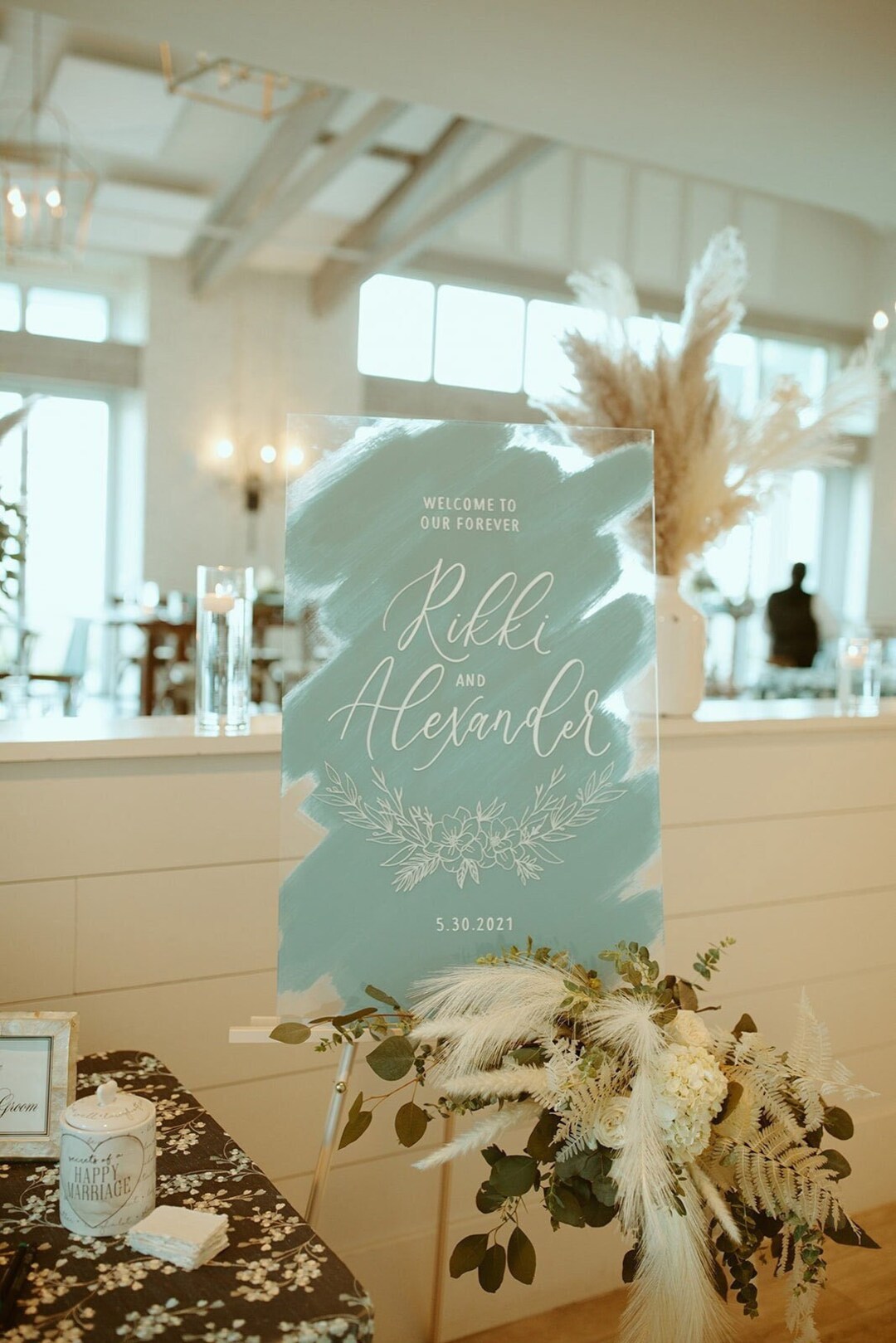 Welcome to Our Forever Wedding Sign With Boho Wreath Hand Lettered ...