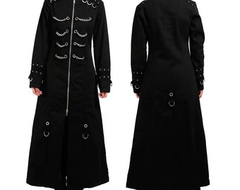 women Ladies Gothic Uniform Long Coat Rock Cosplay Steampunk Fashion Women Gothic Trench Long Coat  Women Gothic