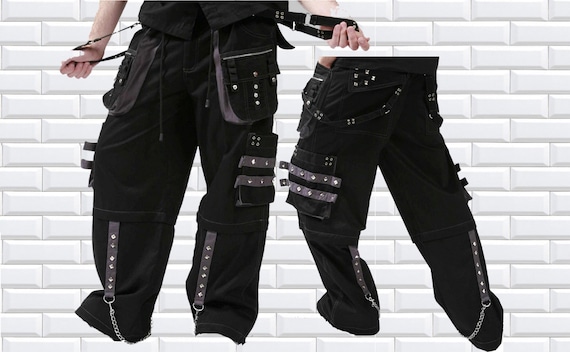 Men Punk Trouser Gothic Studs Chain Pant