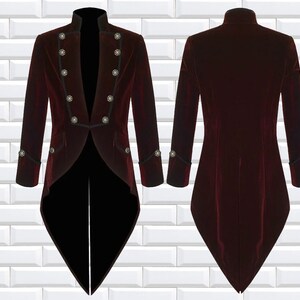 Fashion Mens Tailcoat Red Velvet Goth Steampunk Aristocrat Regency ...