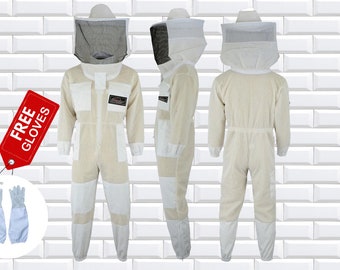 Unisex 3 Layer Bee Suit Ultra Ventilated Beekeeping Suit Round veil