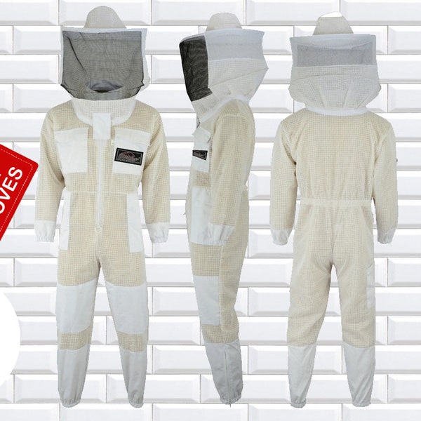 Unisex 3 Layer Bee Suit Ultra Ventilated Beekeeping Suit Round veil