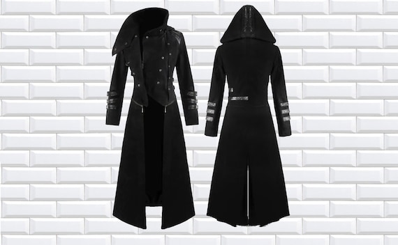 Manteau long noir capuche cheap homme