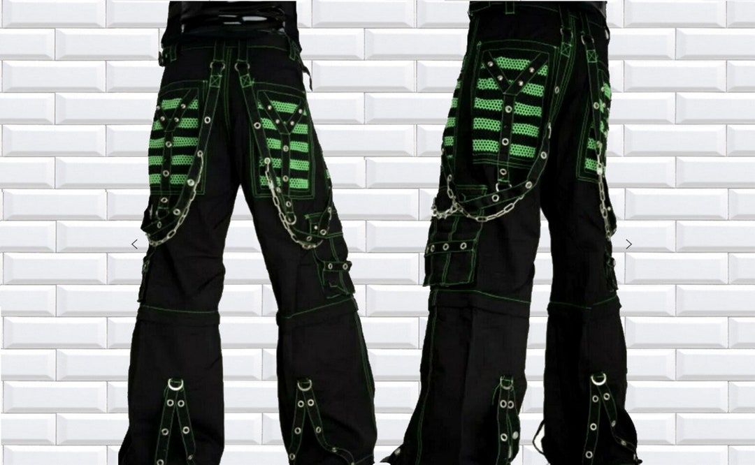 Men's Electro Bondage Rave Gothic Cyber Chain Goth Jeans Punk Rock Pants
