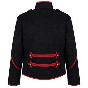 Women's Emo Punk Goth Napoleon Military Drummer Parade Jacket Black Gold