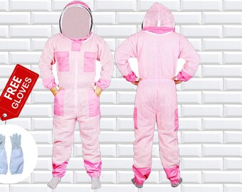 Costume d'apiculture d'apiculteur d'abeille ultra ventilé fait à la main rose à 3 couches Voile d'astronaute