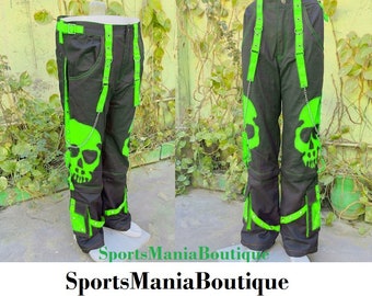 Men Gothic Trousers Green Skull Trouser Pant Punk Dark Pant Men Gothic